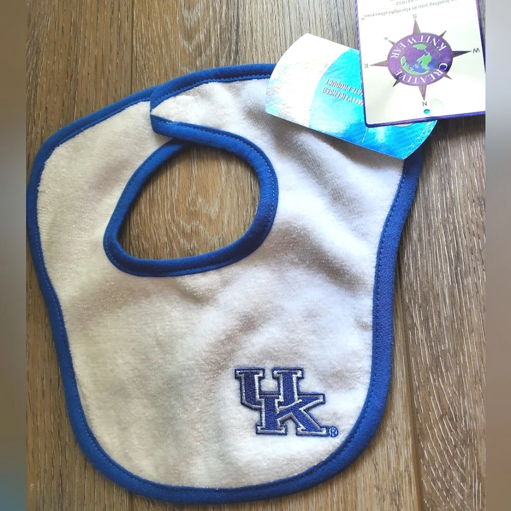University of Kentucky Blue and White Set Of 2 Baby Bibs And 1 Pair Crib Shoes